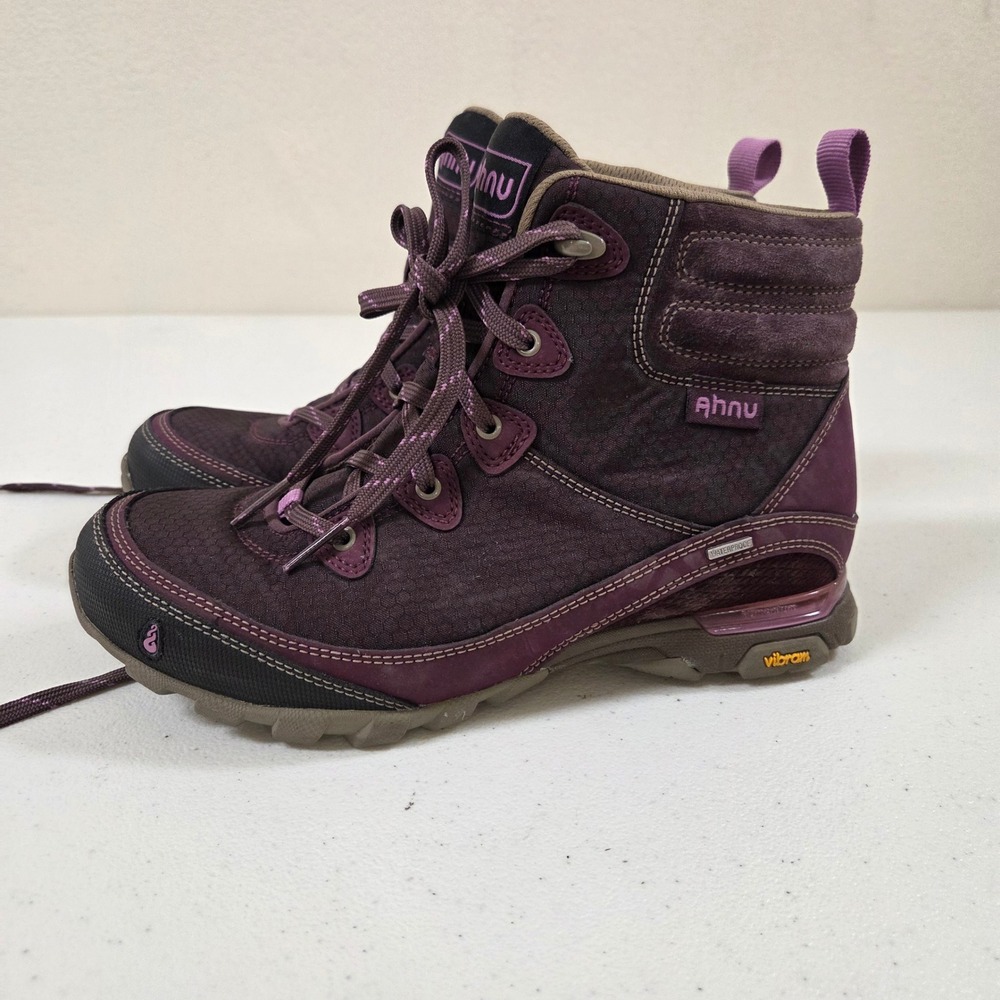Ahnu Montara Waterproof Hiking Boots Womens 8 Purple Vibram Sole AF2422DRG